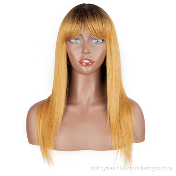 20inches Wholesale straight hair wig Machine made Wig Straight Brazilian Virgin Hair Closure Human Hair Wigs For Black Woman